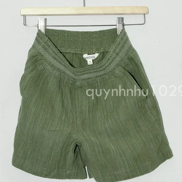 NWT Briggs Ladies' Linen Blend Shorts in green - Picture 6 of 7